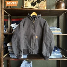 Vintage Carhartt J280 BLK Hooded Work Jacket Men's Large Y2K Black Insulated