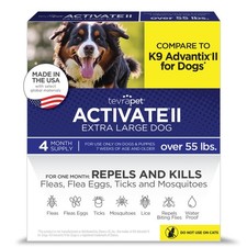 TevraPet Activate II Flea and Tick Prevention for X-Large 55 lbs, Clear