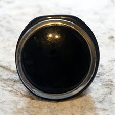 70s Black Lucite Statement Ring Bold Chunky Retro Sculptural Mod Plastic Sz R