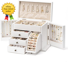 Jewelry Box Organizer, Solid Wood Jewelry Boxes for Women for Storage & Display