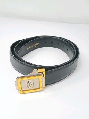Cartier Santos Must Black Leather Belt Unisex 110cm 43x1 display picture 3