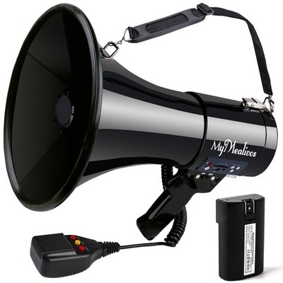 MyMealivos Megaphone with Siren Bullhorn 50 Watt Bullhorn Speaker with Detach...