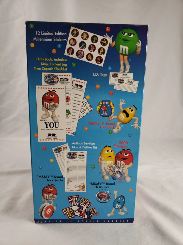 Коллекционный набор наклеек M&M's 2000 Time Capsule Kit Stickers I.D. Ярлыки Stamper новый открытая коробка - Изображение 3 из 4