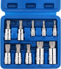 10PCS 1/4-Inch, 3/8-Inch & 1/2-Inch Drive XZN Triple Square Spline Bit Socket