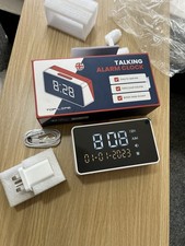 Image of Talking Alarm Clock with Britis Accent Batteries and Charger Volume Mode Light