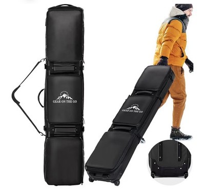 Double Rolling Ski Bag Padded Waterproof Snowboard Bag Wheels 175cm Black $139