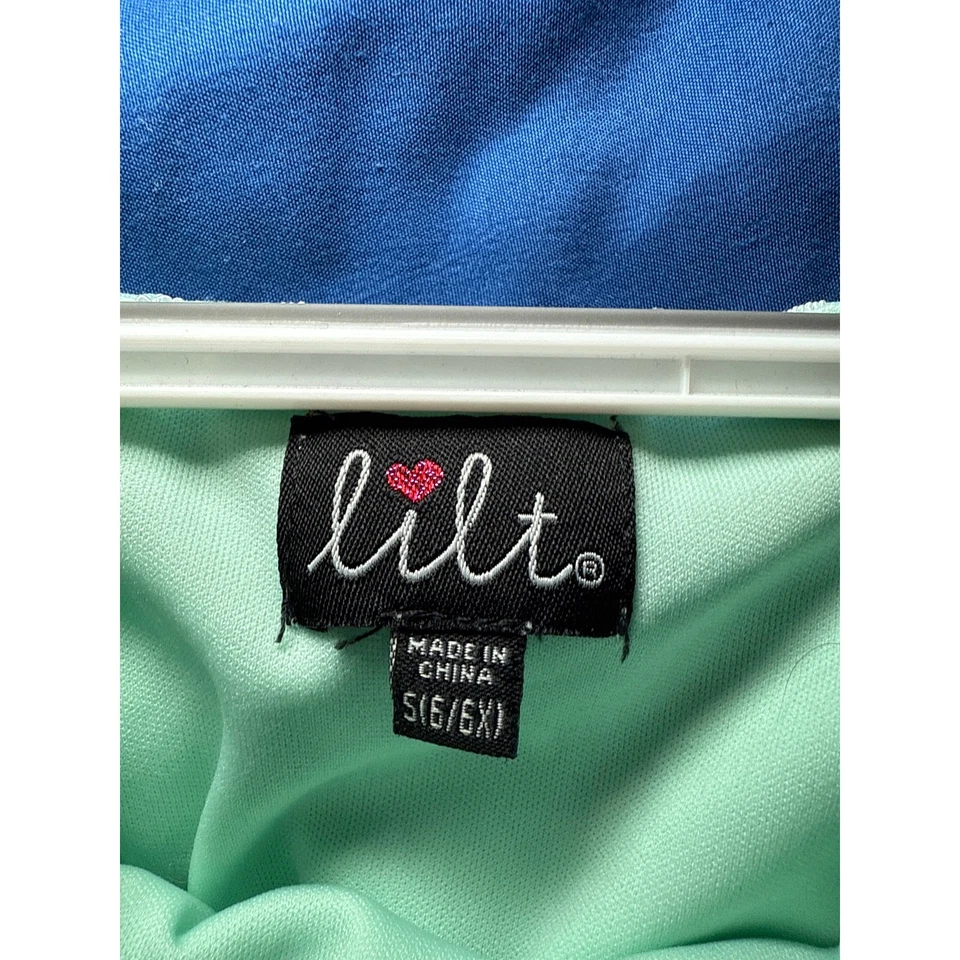 Vestido formal con superposición de encaje verde azulado Lilt niñas pequeño 6/6X boda evento ocasión Foto 4 de 4