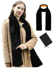 Genovega Heated Pocket Fur Scarf - Black | Rechargeable (NEW)