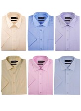 Men's Short Sleeve Cotton Rich Formal Shirt By Double Two, 10 Colours