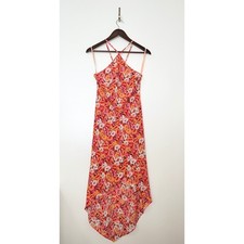 EXPRESS Floral Print Halter Maxi Dress Orange Pink Womens Size 5/6