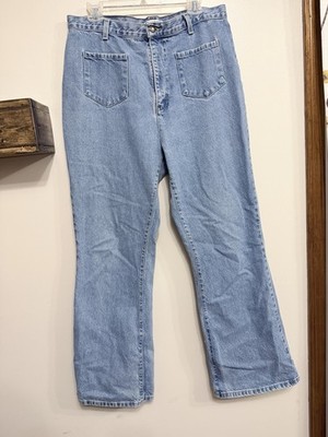 Bugle Boy Collection Women Blue Jeans, Size 16,100% Cotton Wide Leg Front Pocket