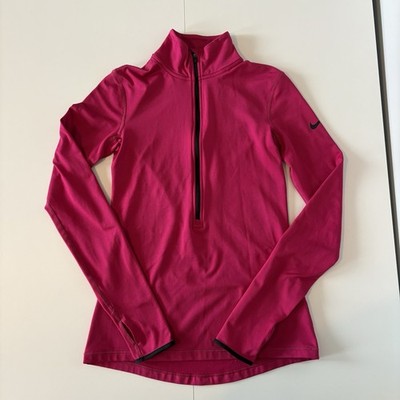 Women s Nike Pro Dri-fit Half Zip Bright Pink Active Long Sleeve Running Shirt S