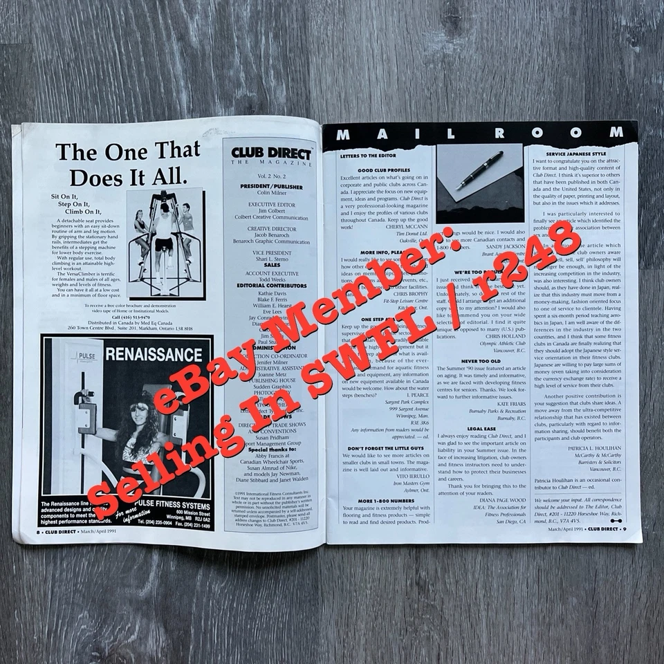 CLUB DIRECT Health Club / Fitness Business Industry Magazine MARCH / APRIL 1991 - Image 3 of 4