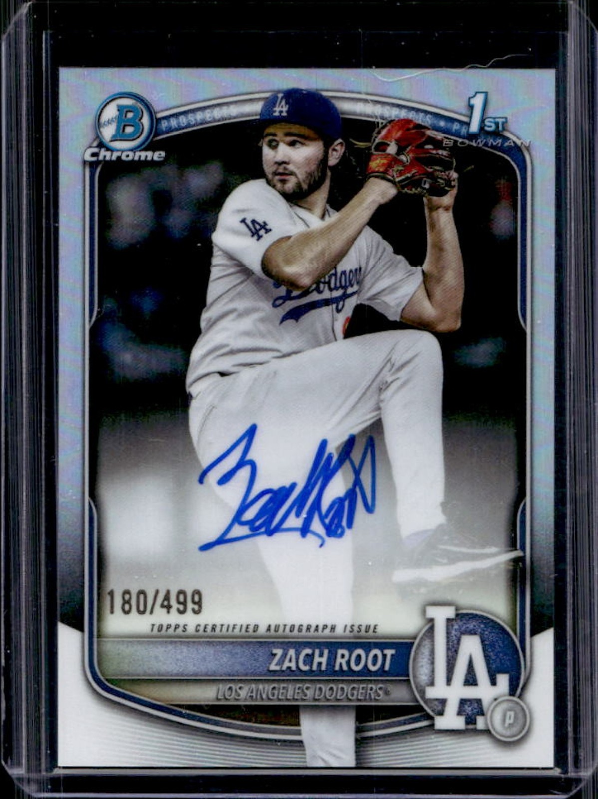 2025 Bowman Draft Zach Root Chrome Auto Refractor 1st Prospect #/499 Dodgers