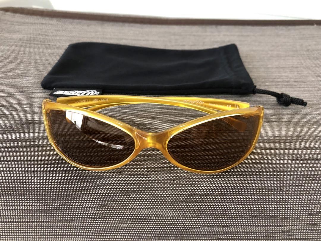 Arnette SWINGER Sunglasses Yellow Frame Brown Lens Italy 250
