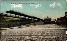 B & M Railroad Station Depot Haverhill Mass Postcard c1910