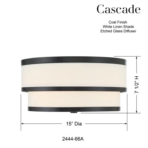 Minka Lavery 2444 Cascade 3 Light 15"W Flush Mount Drum Ceiling - Coal - Picture 8 of 8