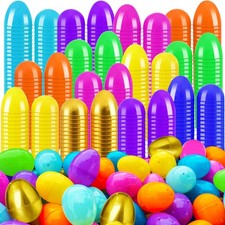 Bvrbaory 100 Pcs 2.4" Fillable Easter Eggs,Bulk Plastic Hinged Empty Eggs,Bri...