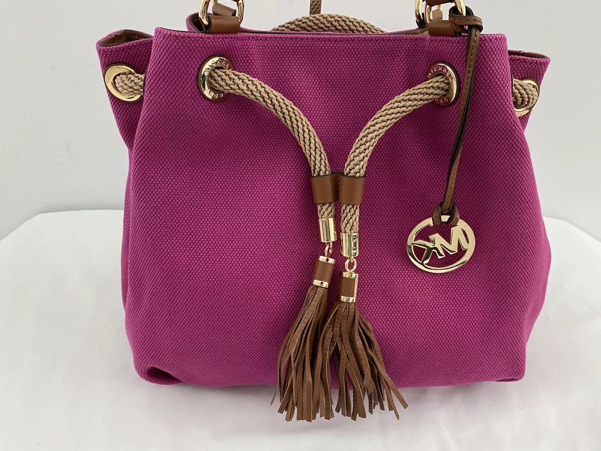 Michael Kors Marina Large Gathered Tote Bag Canvas Fuchsia
