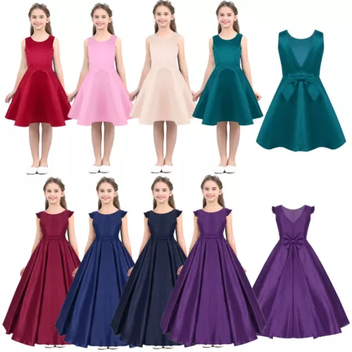 Flower Girl Princess Dress V-back Pageant Wedding Birthday Party Prom Kids Dress - Picture 2 of 97