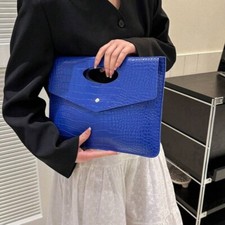 NEW Blue Crocodile Embossed Clutch
