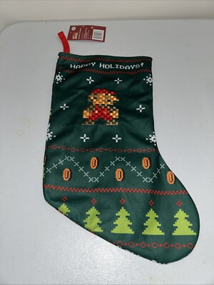 Nintendo Super Mario Bros Embroidered 18'' Holiday Christmas Stocking NEW NWT