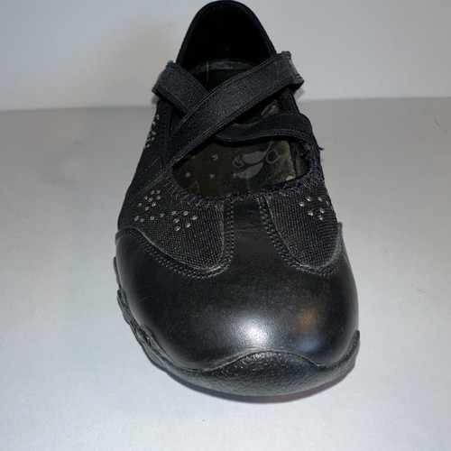 Skechers Active Biker Get Up Leather Beaded Net Mary Jane Flats Size 7.5 M Black - Picture 8 of 16
