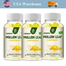 3 Bottles Mullein Leaf Capsules Herbal Supplement For Lung Cleansing Detox Pills
