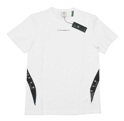 G-Star RAW Men's White Sport A Tape Regular Fit Short Sleeve T-Shirt