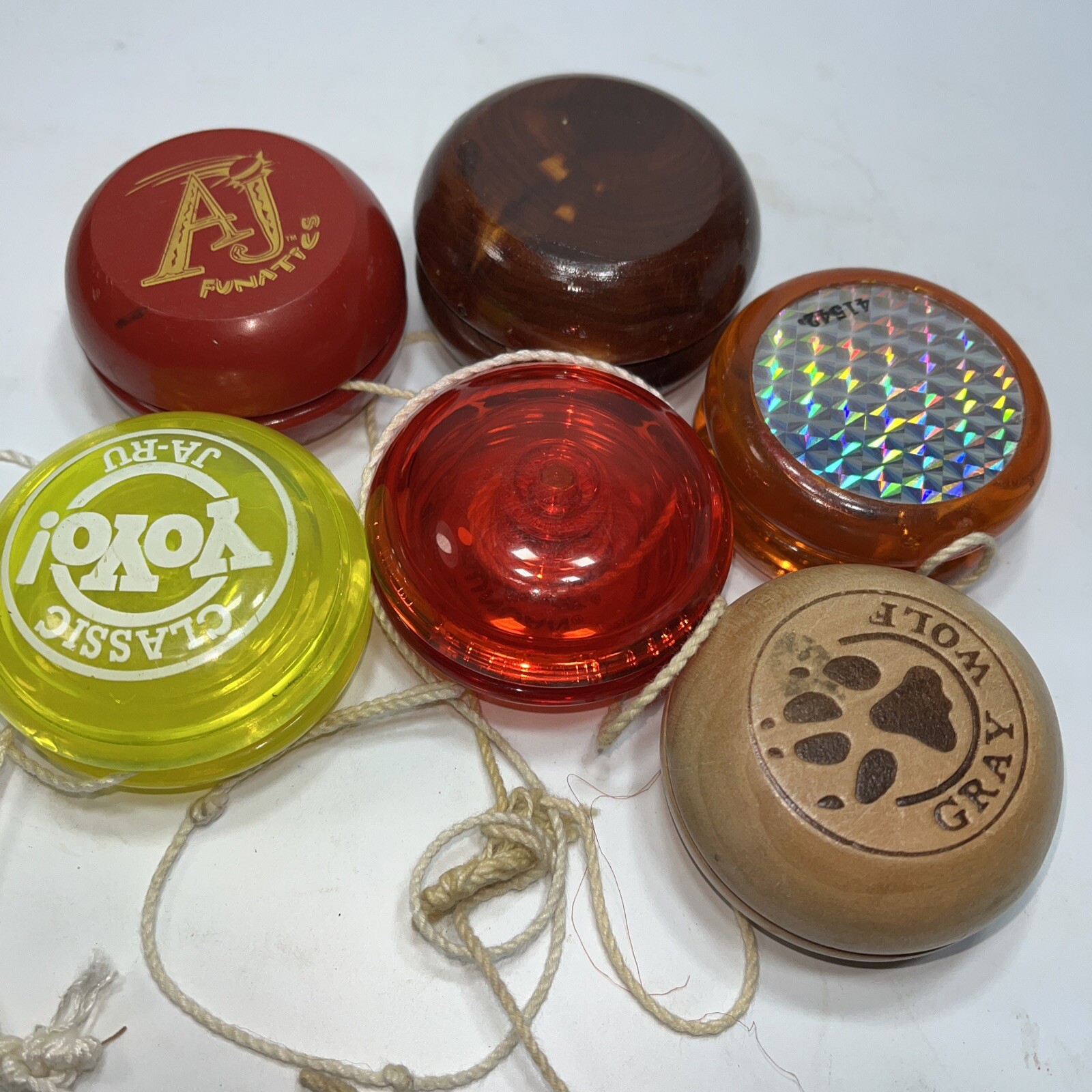 Yo-Yo Lot Of 6- Duncan Imperial Classic JA-RU Gray Wolf AJ Funatics Rocket Klutz