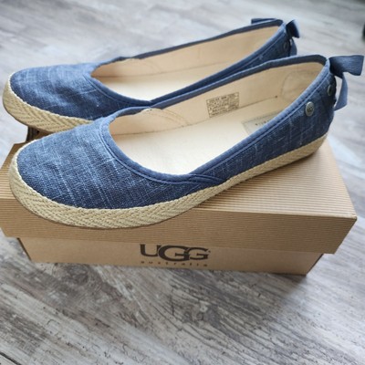 Ugg Indah Ballet Flat Denim Blue Western Girl Country Core Lace Ribbon 6.5 NEW