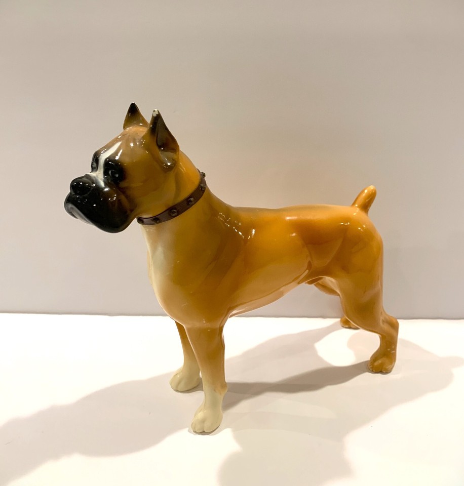 BOXER Dog Big Vintage Figurine 60 years old Rare Collectible Gift FREE