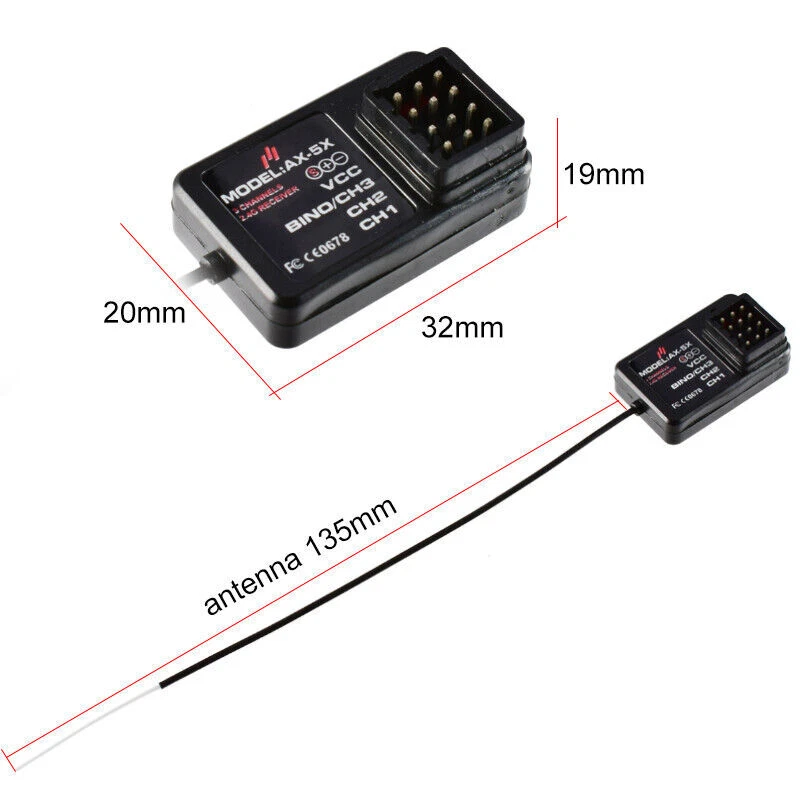 AUSTAR AX-5S 3CH Receiver RC Car Boat Transmitter fr TRX4 Axial SCX10 D90 RC Car - Image 4 of 4