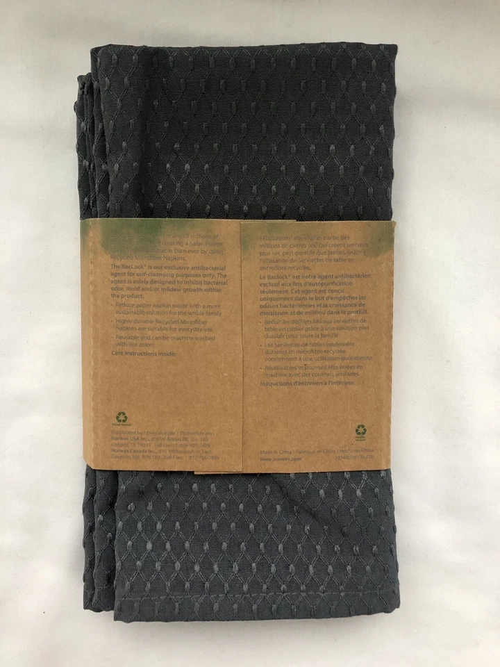 Norwex Napkins Granite Grey Recycled Microfiber BacLock Set Of 4 In Pack - NEW - Image 3 of 4