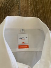 OLYMP LUXOR Mens White Dress Shirt Slim Line 15.5 / 39 Button Down Fits M