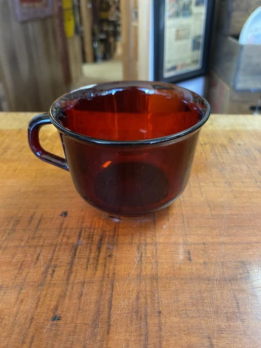 Vintage Arcoroc France Ruby Red Glass Tea Cup/Mug