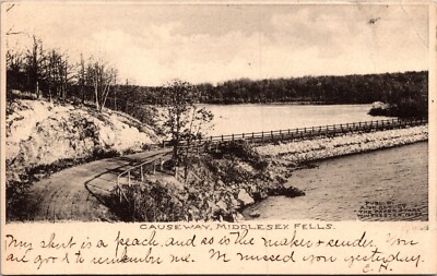 Middlesex Fells Causeway Posted 1906 Bridge Mass. Undivided Back Postcard 11H