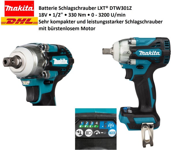 Makita DTW301Z 330Nm Akku-Schlagschrauber 18VLXT Schraubarbeiten Schlagschrauben-image