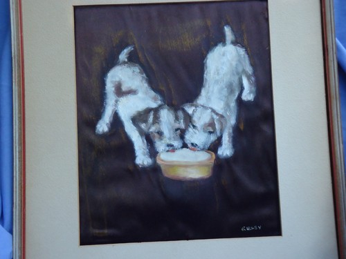 SEALYHAM CESKY FOX TERRIER oil painting GUSSY GERMANY 1940s dogs - Picture 6 of 10