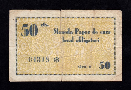F.C. BESALÚ (GERONA) , 50 CENTIMOS 1937 , SERIE B , B/C+ , SUCIO . - Bild 2 von 2