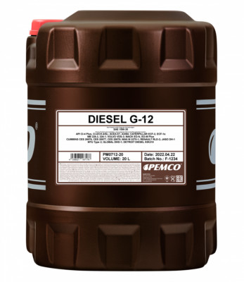 PEMCO 20 Liter DIESEL G-12 SHPD 10W-30 PM0712 API CI-4/CH-4/SL ACEA A3/B4 E7