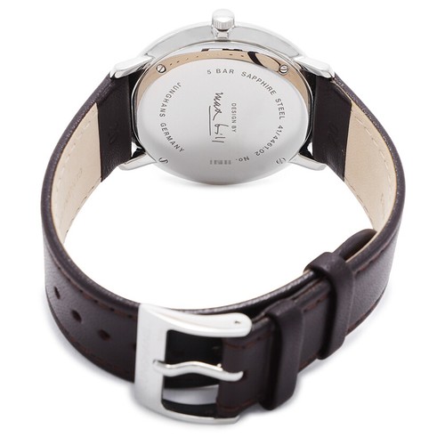 Junghans Max Bill Quartz 041/4461.02 Quadrante Bianco Zaffiro MARRONE 38mm Uomo - Foto 2 di 2