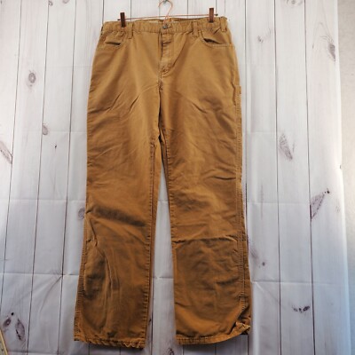 DICKIES Pants Mens Cargo Zip Front Straight Leg Brown Carpenter