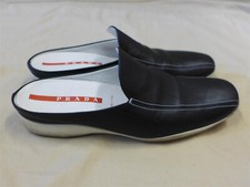 PRADA Black Leather Slip-On Leather Loafers/Mules - Womens Size 38/8