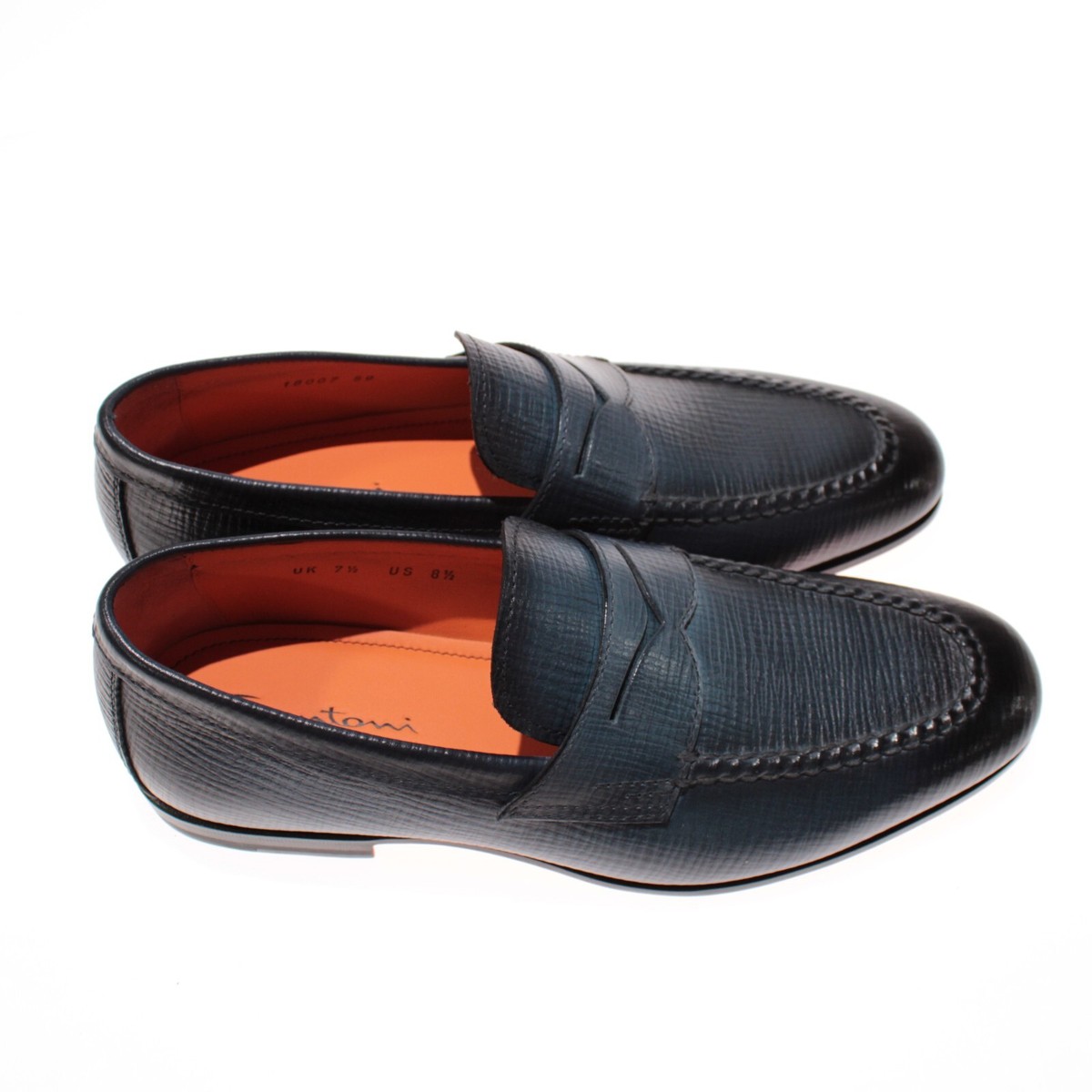 Santoni NWB Door Loafers Size 7.5 US 8.5 in Blue Leather  display picture 3