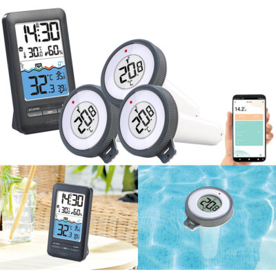 infactory Smartes WLAN-Teich- & Poolthermometer mit 3 Sensoren, App, IP67