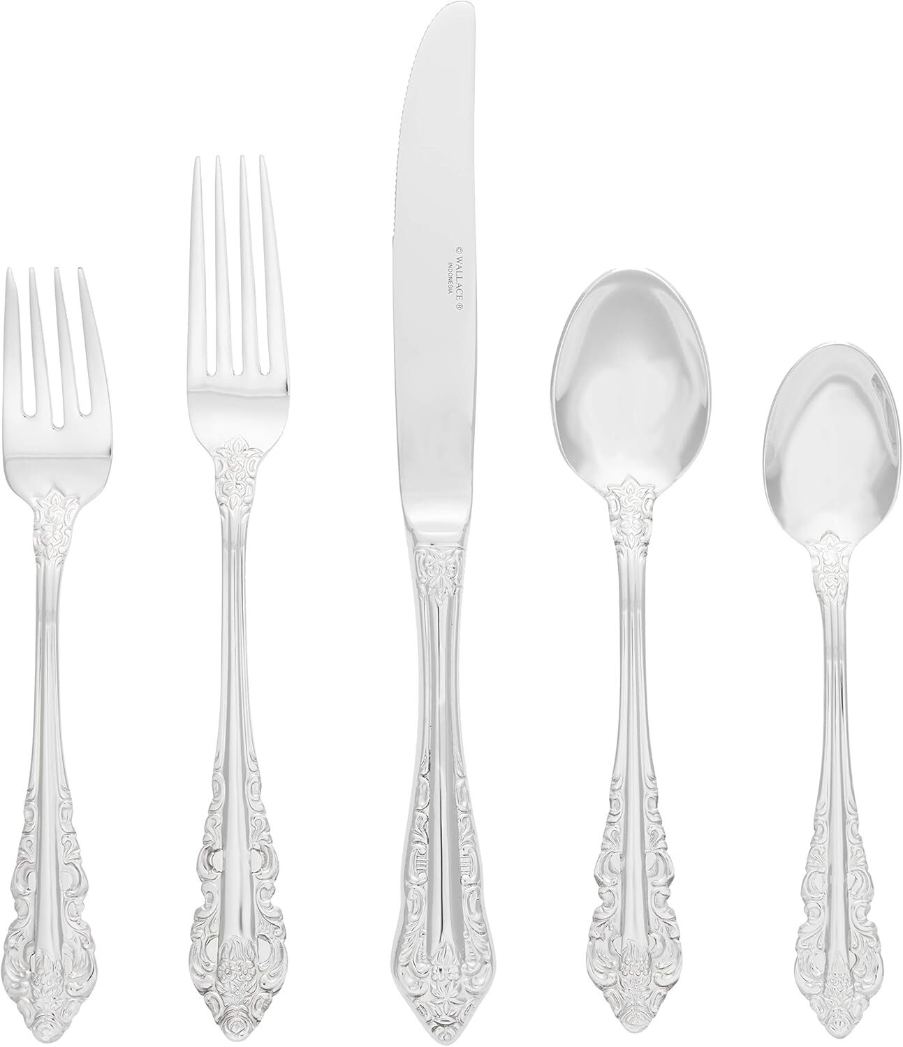 Wallace Antique Baroque 65-Piece 18/10 Stainless Steel Flatware Set, Service