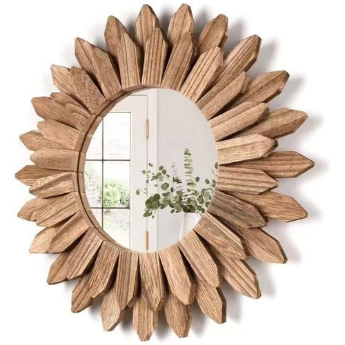 Rustic Vanity Mirror Wooden Aesthetic Mirror Living Room - Picture 6 of 11