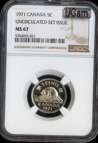 1971 Canada 5 Cents 5C NGC MS67 - Quality