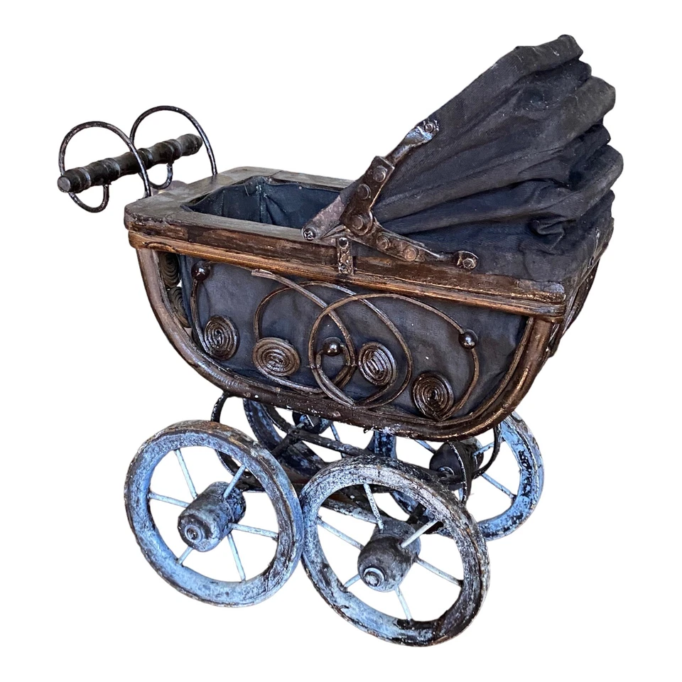 Victorian Doll Pram Baby Buggy Gothic Stroller Doll Flower Planter - Image 3 of 4